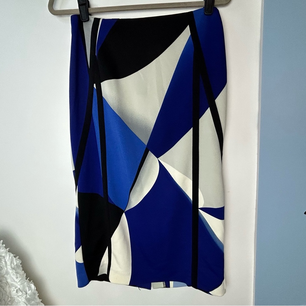 Worthington Blue Black White Geo Pattern Pencil Skirt‎ Women's 4